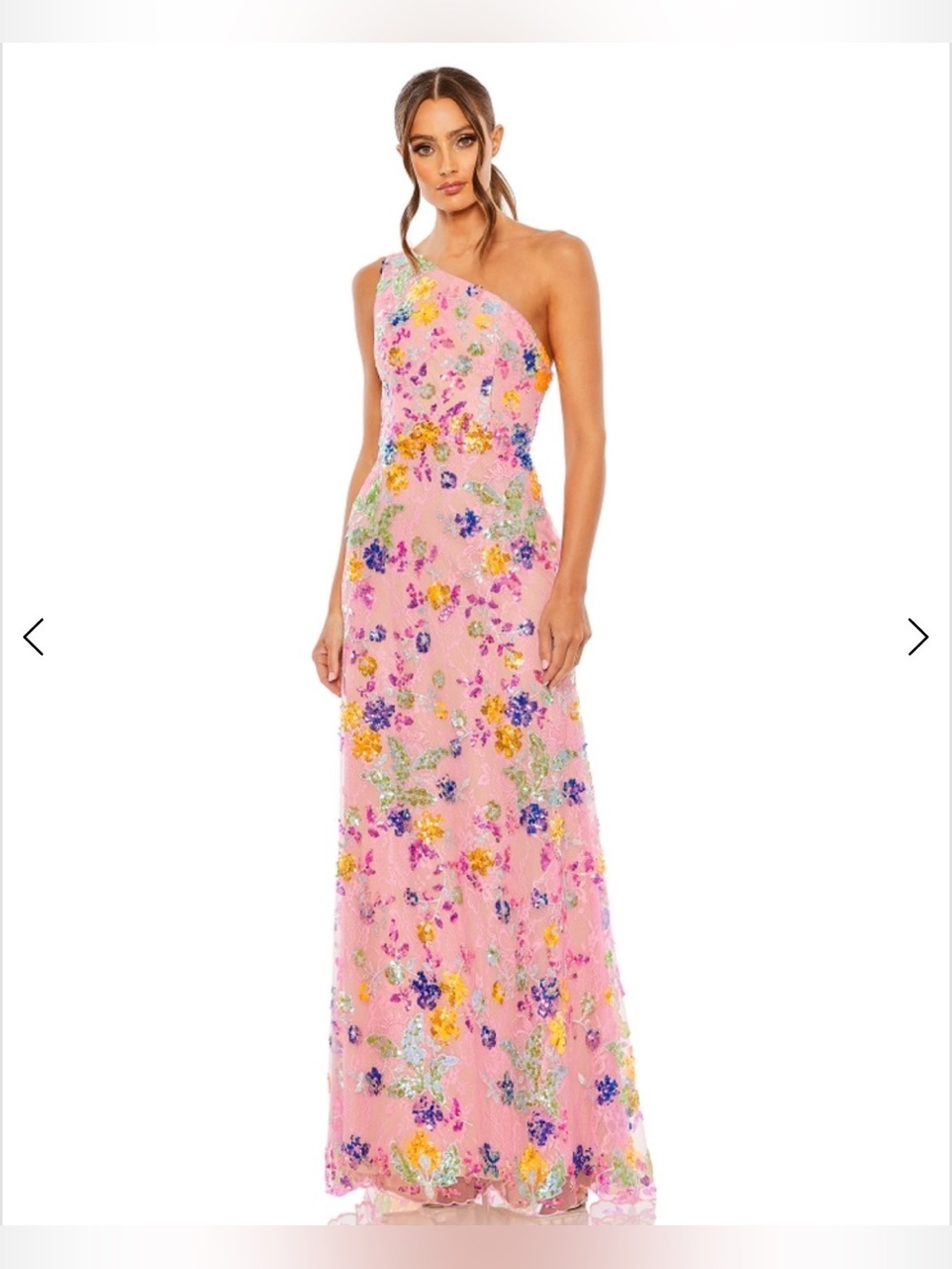 Mac Duggal Floral Sequin One-Shoulder Gown – Size 8 – NWT
